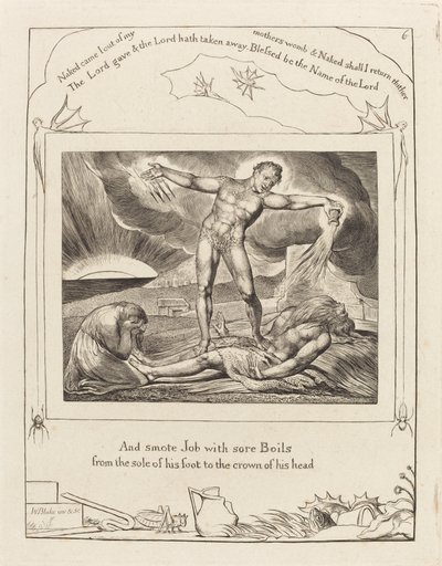 Satan Smiting Job with Boils, 1825. de William Blake