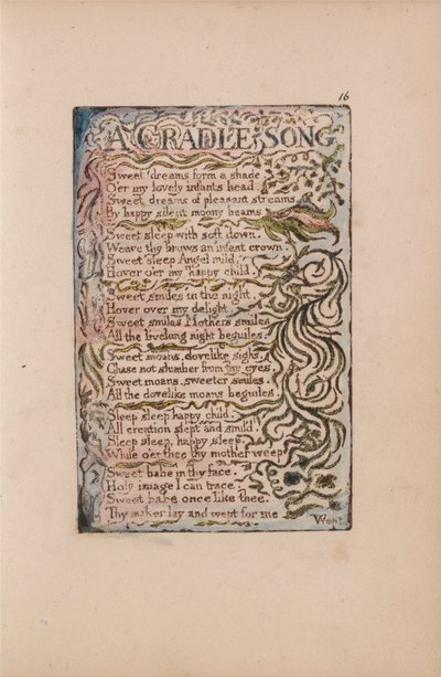 Canções de inocência e experiência, ilustração 16, Uma canção do berço (Bentley 16) de William Blake