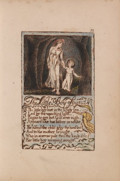 Canções de inocência e experiência, ilustração 22, O menino encontrado (Bentley 14) de William Blake