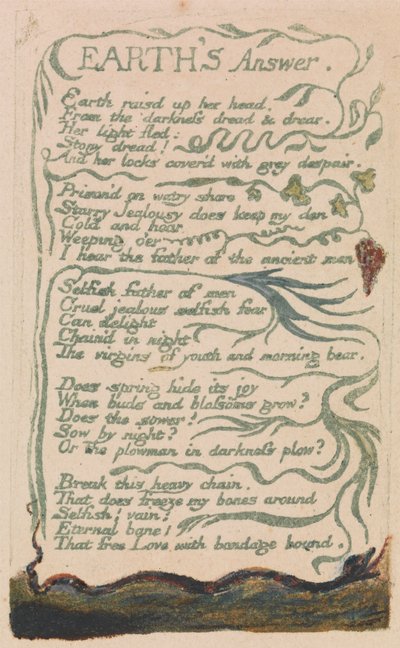 Canções da Inocência e da Experiência, Placa 35, "Resposta da Terra" (Bentley 31) de William Blake