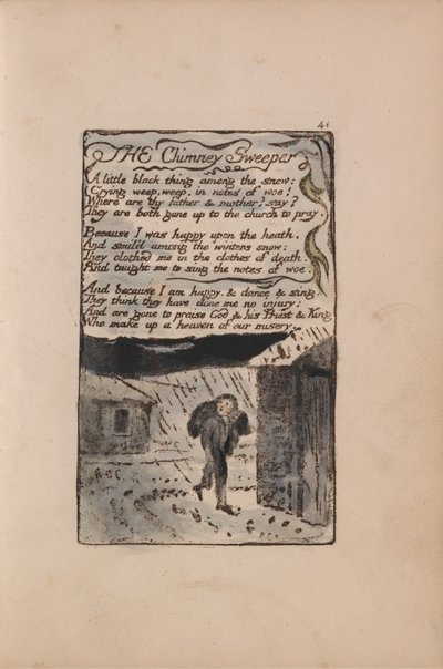 Canções de inocência e experiência, ilustração 41, O varredor de chaminés (Bentley 37) de William Blake