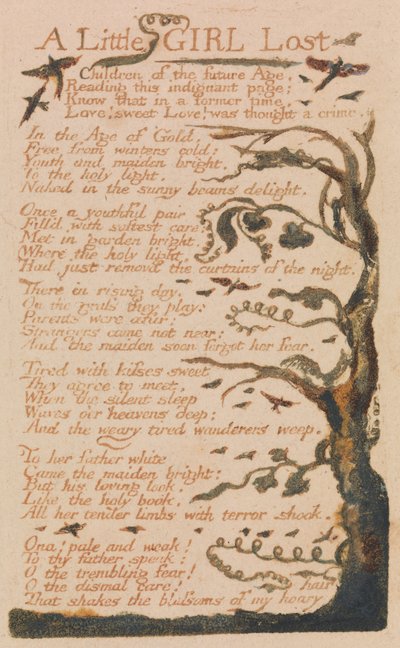 Canções de inocência e experiência, ilustração 44, A Little Girl Lost (Bentley 51) de William Blake