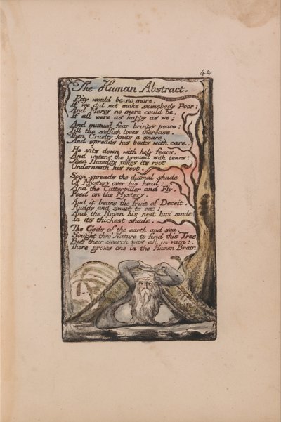 Canções de inocência e experiência, ilustração 44, The Human Abstract (Bentley 47) de William Blake