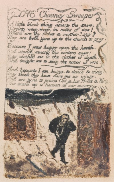 Canções de inocência e experiência, ilustração 45, O varredor de chaminés (Bentley 37) de William Blake
