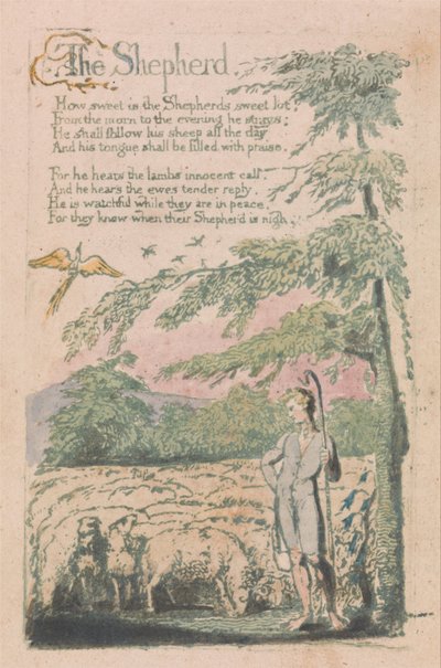 Canções de inocência e experiência, ilustração 4, O pastor (Bentley 5) de William Blake