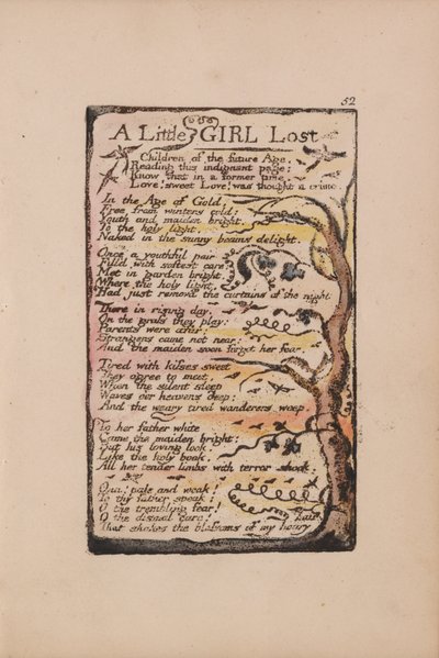 Canções de inocência e experiência, ilustração 52, A Little Girl Lost (Bentley 51) de William Blake