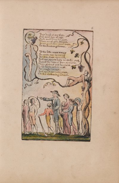 Canções de inocência e experiência, ilustração 6, The Ecchoing Green (Bentley 7) de William Blake