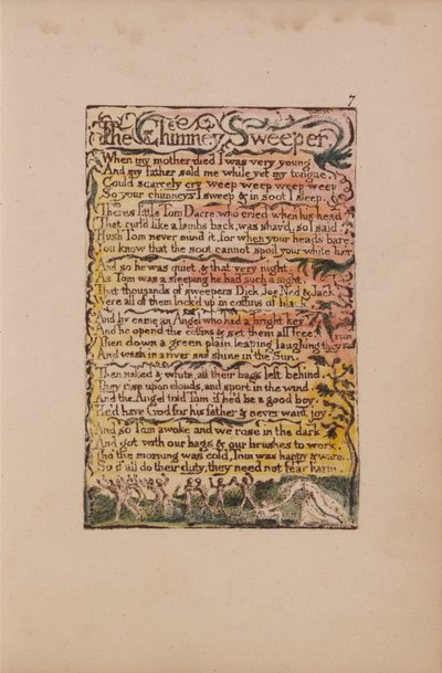 Canções de inocência e experiência, ilustração 7, O varredor de chaminés (Bentley 12) de William Blake