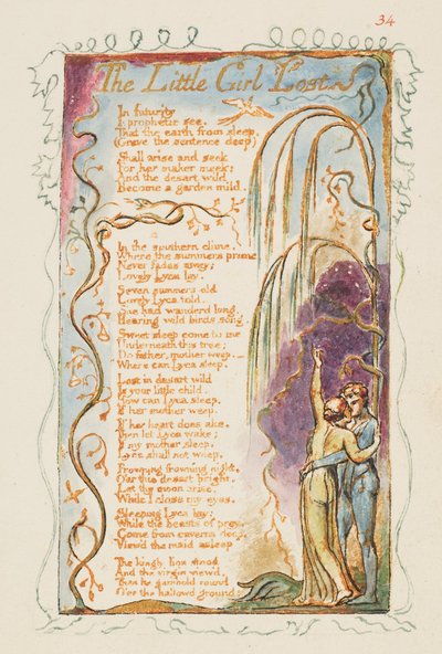 Canções da inocência e da experiência: The Little Girl Lost, ca. 1825 de William Blake