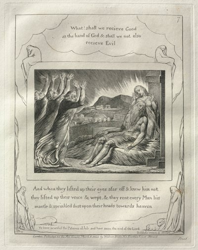 O Livro de Jó: No. 7, E quando eles levantaram seus olhos de longe e não o conheceram, eles levantaram suas vozes e choraram de William Blake