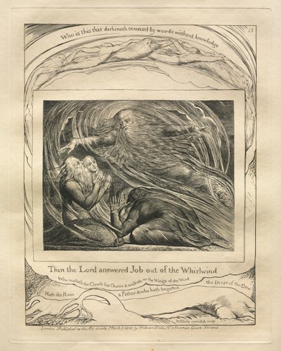 O Livro de Jó: Pl. 13, Então o Senhor respondeu a Jó do redemoinho de William Blake