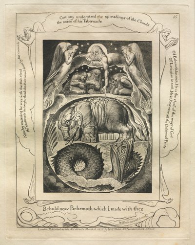 O Livro de Jó: Pl. 15, Eis agora Behemoth que fiz contigo de William Blake