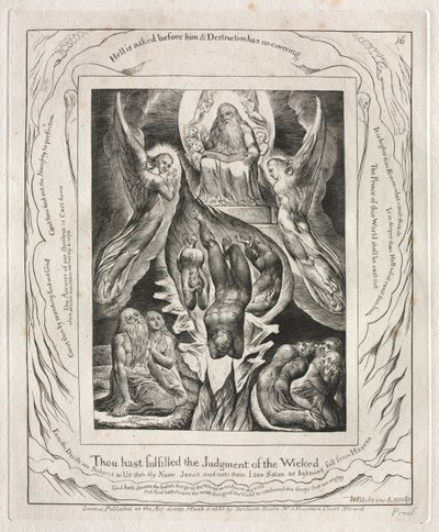 O Livro de Jó: Pl. 16, cumpriste o julgamento dos ímpios, 1825. de William Blake
