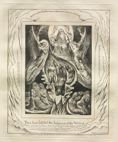 O Livro de Jó: Pl. 16, cumpriste o julgamento dos ímpios, 1825. de William Blake