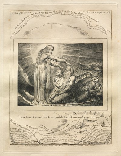 O Livro de Jó: Pl. 17, eu te ouvi com o ouvido do ouvido, mas agora meu olho te vê de William Blake