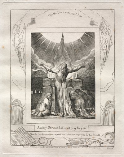 O Livro de Jó: Pl. 18, E meu servo Jó orará por você de William Blake