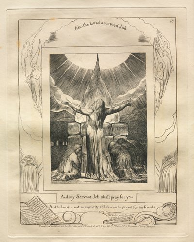 O Livro de Jó: Pl. 18, E meu servo Jó orará por você de William Blake