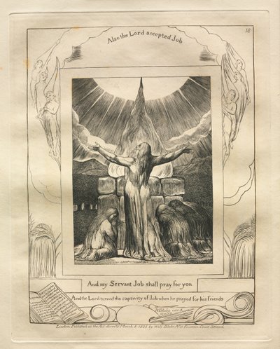 O Livro de Jó: Pl. 18, e meu servo Jó orará por você, 1825. de William Blake