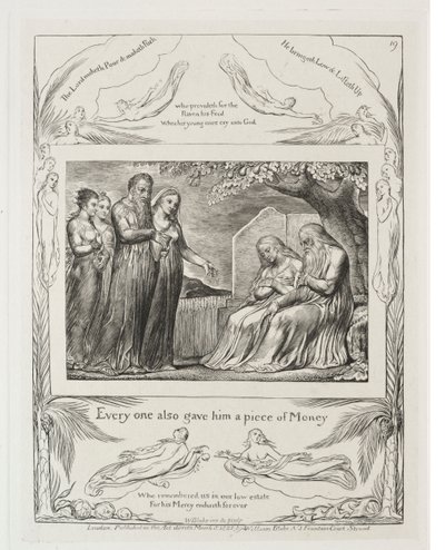 O Livro de Jó: Pl. 19, Cada um também lhe deu um pedaço de dinheiro de William Blake