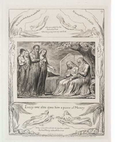 O Livro de Jó: Pl. 19, Todo mundo também lhe deu um pedaço de dinheiro, 1825. de William Blake