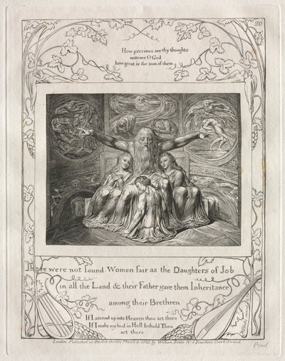 O Livro de Jó: Pl. 20, Não foram encontradas Mulheres justas como as Filhas de Jó / em toda a Terra de William Blake