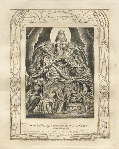 O Livro de Jó: Pl. 2, Quando o Todo-Poderoso ainda estava comigo, Quando meus filhos / estavam sobre mim de William Blake
