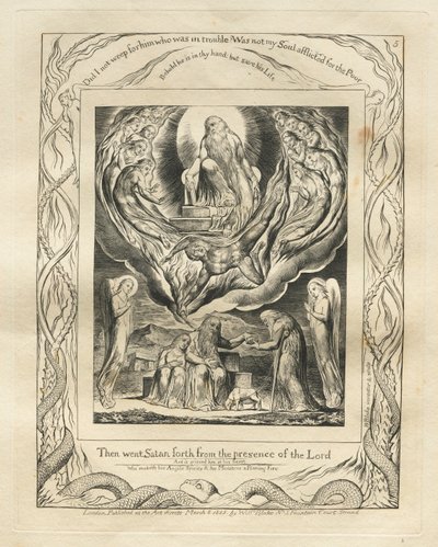 O Livro de Jó: Pl. 5, Então saiu Satanás da presença do Senhor de William Blake