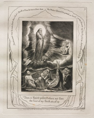 O Livro de Jó: Pl. 9, Então um Espírito passou diante do meu rosto / os cabelos da minha carne se arrepiaram de William Blake