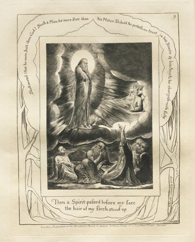 O Livro de Jó: Pl. 9) Então um espírito passou diante de meu rosto, os cabelos da minha carne se levantaram, 1825. de William Blake