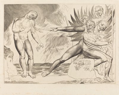 The Circle of the Corrupt Officials, the Devils Tormenting Ciampolo, 1827. de William Blake