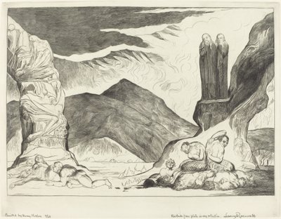 O Círculo dos Falsificadores; Dante e Virgil cobrindo seus narizes por causa do fedor de William Blake