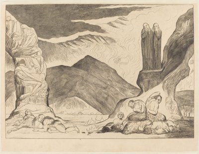 O Círculo dos Falsificadores: Dante e Virgílio Cobrindo o Nariz por causa do st de William Blake