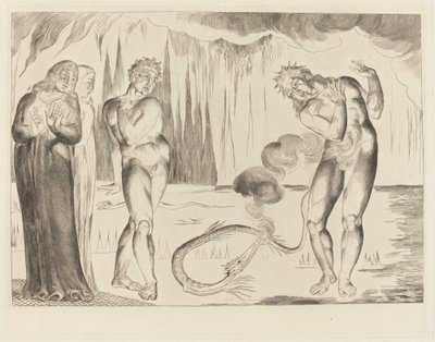 O Círculo dos Ladrões; Buoso Donati Atacado pela Serpente de William Blake