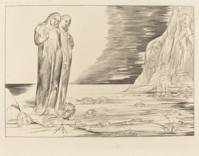 O Círculo dos Traidores; O pé de Dante batendo Bocca degli Abbate de William Blake