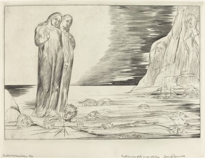 O Círculo dos Traidores; O pé de Dante batendo Bocca degli Abbate de William Blake