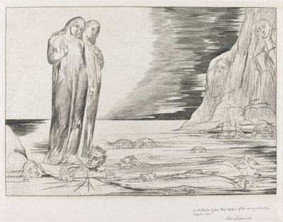 O Círculo dos Traidores; O pé de Dante batendo Bocca degli Abbate de William Blake