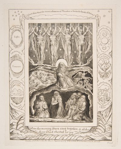 A Criação, das Ilustrações do Livro de Jó, 1825-26. de William Blake