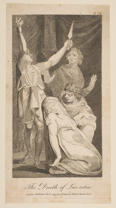 A morte de Lucretia, de Allens New and Impartial Roman History, 1797. de William Blake