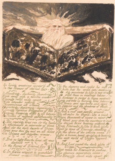 O primeiro livro de Urizen, ilustração 6, em criações vivas apareceu. . . . (Bentley 5) de William Blake