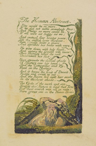 &39;The Human Abstract&39;, prato 45 de &39;Songs of Experience, 1794 (gravação impressa em relevo a cores) de William Blake