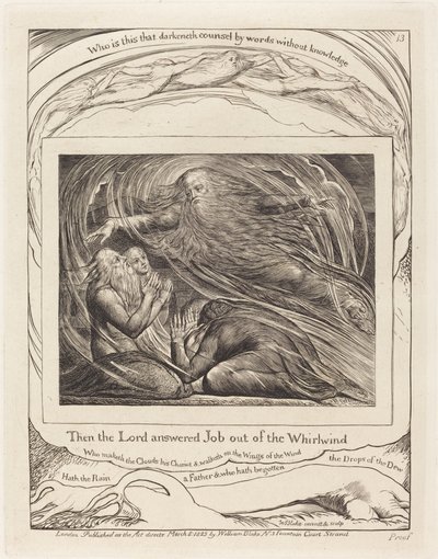 O Senhor Respondeu a Jó fora do Turbilhão, 1825. de William Blake