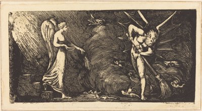 O homem varrendo a sala do intérprete de William Blake