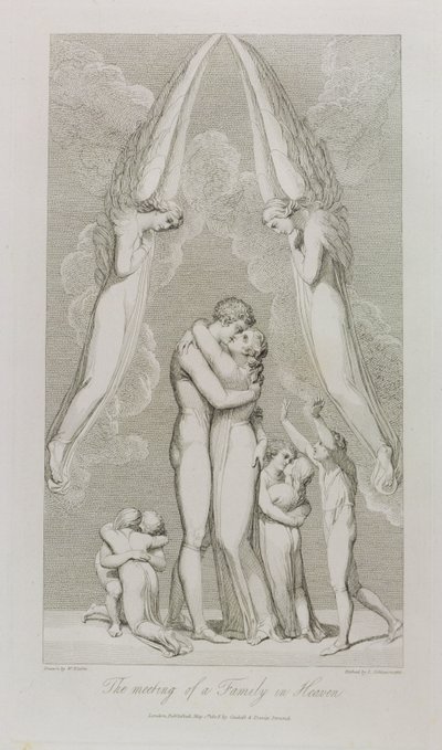 O Encontro de uma Família no Céu, pl.4, ilustração de &39;O Túmulo, Um Poema&39; de William Blake (1757-1827) gravado por Luigi Schiavonetti (1765-1810), 1808 de William Blake