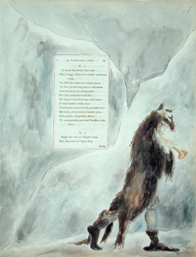 The Progress of Poesy, A Pindaric Ode, de &39;The Poems of Thomas Gray&39;, publicado em 1797-98 (aquarela e tinta preta sobre papel) de William Blake