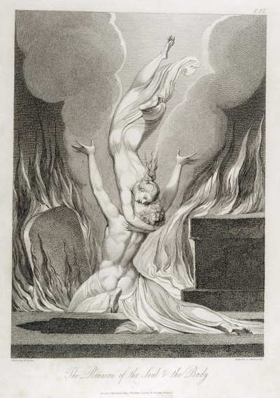 A reunião da alma e do corpo, pl. 13, ilustração de &39;The Grave, A, Poem&39;, de William Blake (1757-1827), gravada por Luigi Schiavonetti (1765-1810), 1808 de William Blake