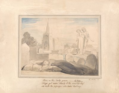 A viúva abraçando seu marido% 27s grave de William Blake