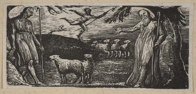 Thenot Remonstrates com Colinet, Lightfoot no fundo, de Thorntons Pastorals o ..., 1821. de William Blake