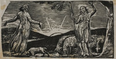Thenot protesta com Colinet, de As Pastorais de Virgílio de William Blake