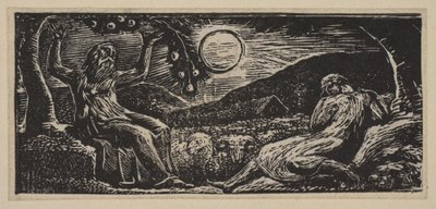 Thenot Debaixo de uma árvore frutífera, de Thorntons Pastorals of Virgil, 1821. de William Blake