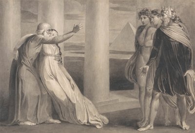 Tiriel Apoiando a Myratana moribunda e Amaldiçoando os seus Filhos de William Blake